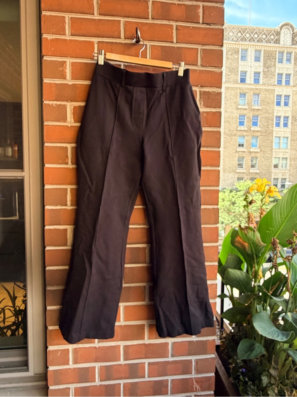 Quince Ultra-Stretch Black Ponte Flare Leg Pants